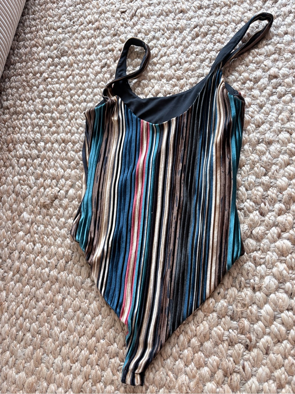 House of Harlow 1960 Striped One-Piece in Teal, Navy, Cream, Black and Pink